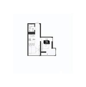 1-к квартира, вторичка, 39м2, 4/19 этаж