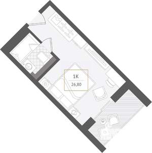 1-к квартира, вторичка, 27м2, 10/10 этаж