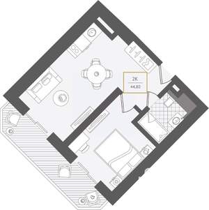2-к квартира, вторичка, 45м2, 5/10 этаж