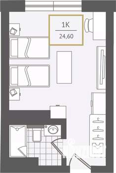 1-к квартира, вторичка, 25м2, 2/10 этаж