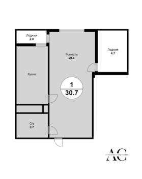 1-к квартира, вторичка, 31м2, 8/12 этаж