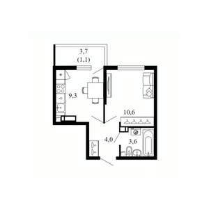 1-к квартира, вторичка, 29м2, 3/17 этаж