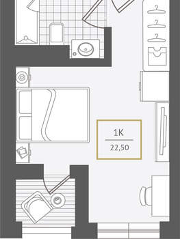 1-к квартира, вторичка, 23м2, 10/10 этаж