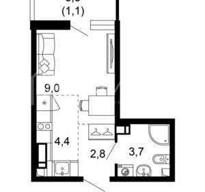 1-к квартира, вторичка, 21м2, 12/17 этаж