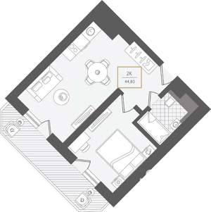 2-к квартира, вторичка, 45м2, 3/10 этаж