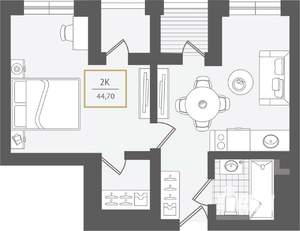 2-к квартира, вторичка, 45м2, 7/10 этаж