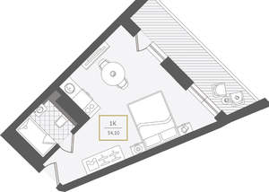 1-к квартира, вторичка, 35м2, 9/10 этаж