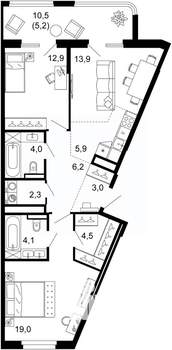2-к квартира, вторичка, 81м2, 2/6 этаж