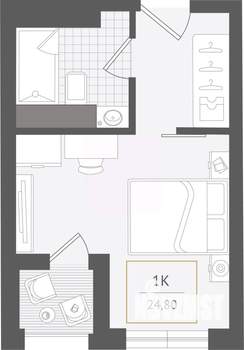 1-к квартира, вторичка, 25м2, 8/10 этаж