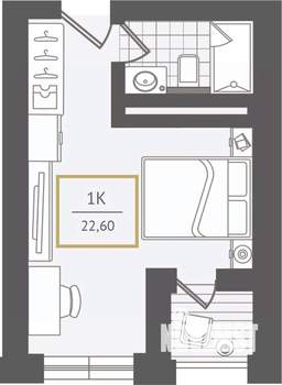 1-к квартира, вторичка, 23м2, 8/10 этаж