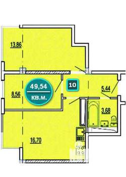 2-к квартира, вторичка, 50м2, 3/12 этаж