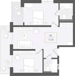 3-к квартира, вторичка, 72м2, 7/10 этаж