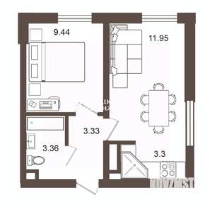 1-к квартира, вторичка, 31м2, 2/19 этаж