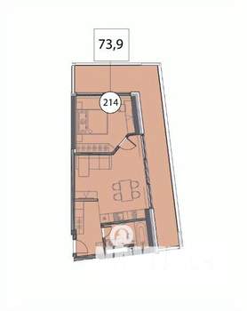 2-к квартира, вторичка, 74м2, 2/9 этаж