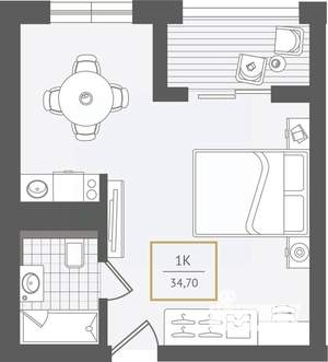 1-к квартира, вторичка, 35м2, 4/10 этаж