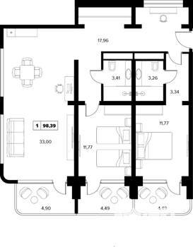 3-к квартира, вторичка, 98м2, 8/16 этаж