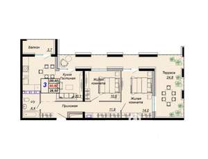 3-к квартира, вторичка, 89м2, 14/15 этаж