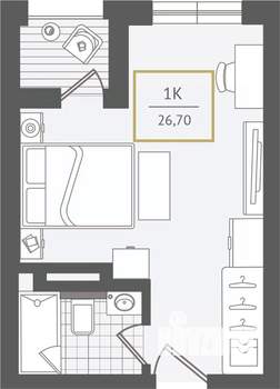 1-к квартира, сданный дом, 27м2, 4/10 этаж