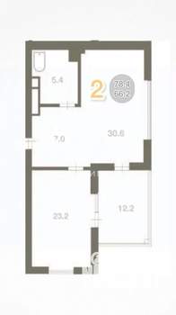 2-к квартира, вторичка, 78м2, 4/4 этаж