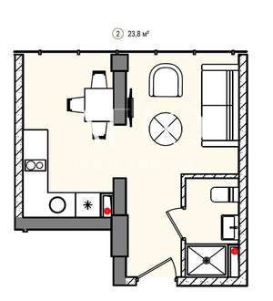 1-к квартира, вторичка, 24м2, 3/5 этаж