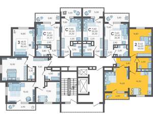 2-к квартира, строящийся дом, 60м2, 4/16 этаж
