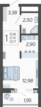 Студия квартира, строящийся дом, 24м2, 19/19 этаж