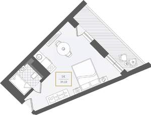 1-к квартира, вторичка, 35м2, 9/10 этаж