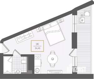 1-к квартира, вторичка, 35м2, 9/10 этаж