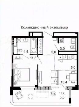 1-к квартира, вторичка, 48м2, 4/6 этаж