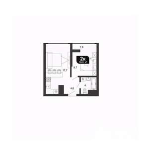 1-к квартира, вторичка, 37м2, 7/19 этаж