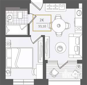 2-к квартира, вторичка, 34м2, 9/10 этаж
