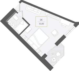 1-к квартира, вторичка, 30м2, 6/10 этаж