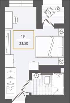 1-к квартира, вторичка, 24м2, 8/10 этаж