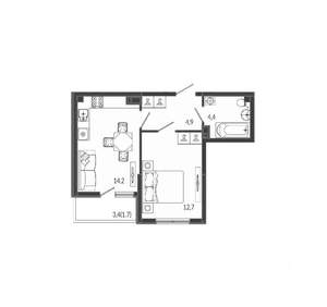 1-к квартира, вторичка, 38м2, 11/12 этаж