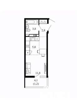 Студия квартира, вторичка, 25м2, 13/17 этаж