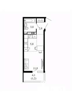 Студия квартира, вторичка, 25м2, 3/17 этаж