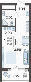 Студия квартира, вторичка, 24м2, 14/19 этаж