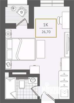 1-к квартира, вторичка, 27м2, 10/10 этаж