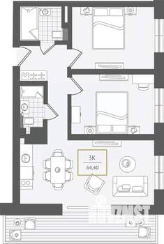 3-к квартира, вторичка, 67м2, 5/10 этаж