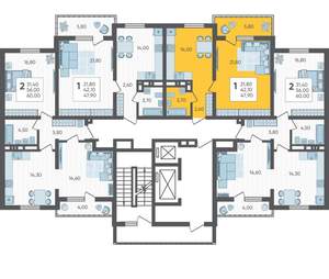 1-к квартира, вторичка, 48м2, 11/16 этаж