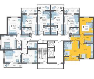 2-к квартира, строящийся дом, 62м2, 10/10 этаж