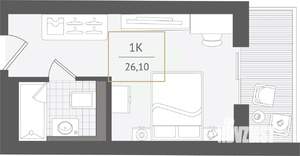 1-к квартира, вторичка, 26м2, 6/10 этаж