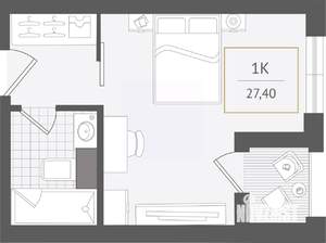 1-к квартира, вторичка, 27м2, 6/10 этаж