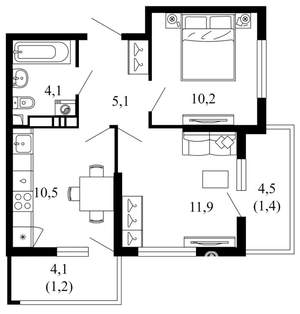 2-к квартира, вторичка, 50м2, 8/17 этаж
