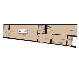 2-к квартира, вторичка, 80м2, 9/13 этаж