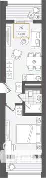 2-к квартира, вторичка, 44м2, 7/10 этаж