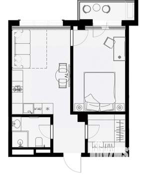 1-к квартира, вторичка, 45м2, 2/7 этаж