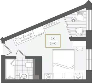 1-к квартира, вторичка, 27м2, 2/10 этаж