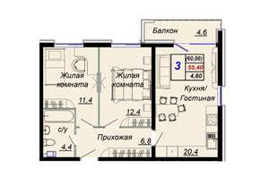 3-к квартира, вторичка, 60м2, 13/15 этаж