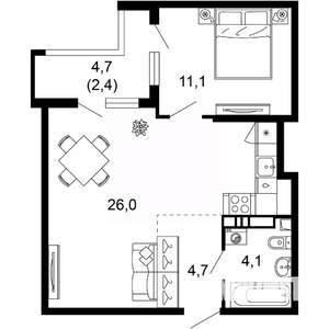 1-к квартира, вторичка, 48м2, 5/17 этаж